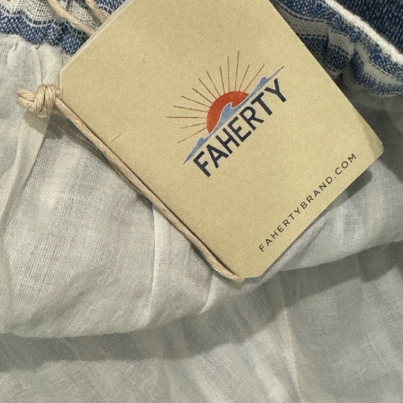 Faherty Women's Button Front Low Tide Stripe Whitley Skirt Blue White Size L NWT - Picture 8 of 12